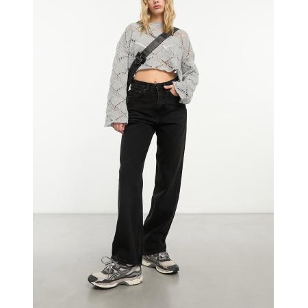 Weekday Rowe Regular-fit jeans met extra hoge taille en rechte pijpen in echo zwart
