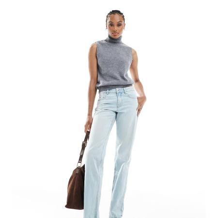 Stradivarius Tall D03 Jeans met rechte pijpen en lage taille in lichtblauwe wassing