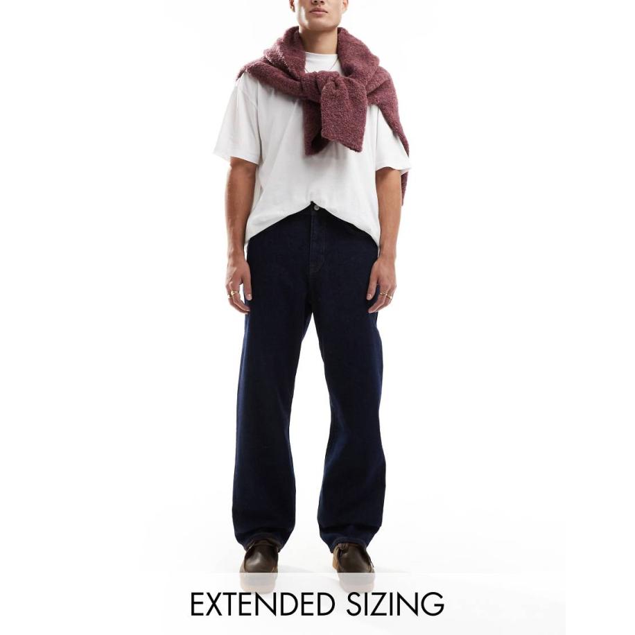 ASOS DESIGN - Ruimvallende jeans in indigo-Blauw Blauw