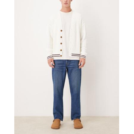 Abercrombie & Fitch - Ruimvallende jeans met donkere vintage wassing-Marineblauw