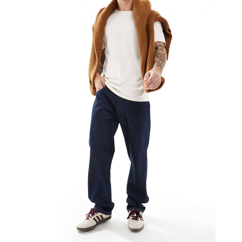 Wrangler - Frontier - Ruimvallende jeans in donkere wassing-Marineblauw Blauw