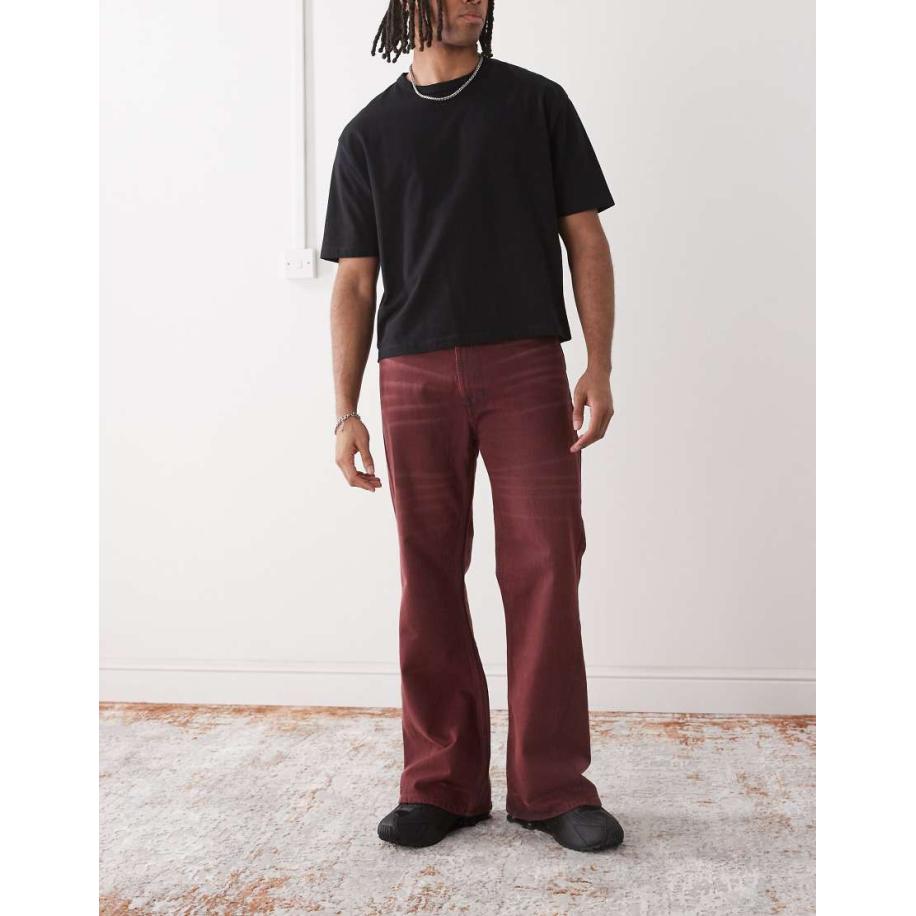 Cheap Monday x Landon Barker - Boo - Bootleg jeans in bordeauxrood met wassing Rood
