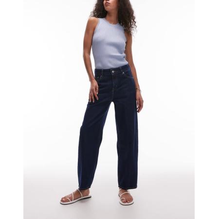& Other Stories Smalle jeans met wijde ronde pijpen in blauw met donkere wassing