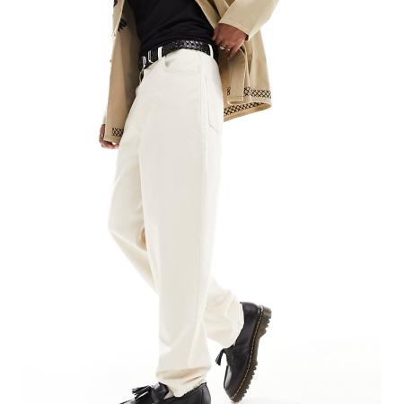 Reclaimed Vintage - Jaren 90 stijl ruimvallende dad jeans in ecru-Wit