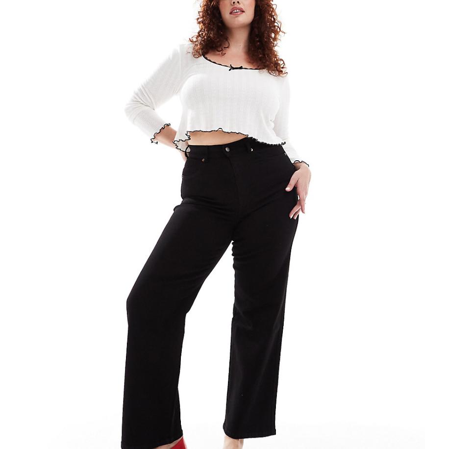 Dr Denim Plus Moxy Jeans met rechte pijpen in zwart-Blauw Blauw