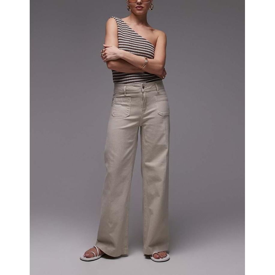 Mango Jessie Jeans met rechte pijpen en zakken aan de voorkant in ecru-Neutraal Multicolor