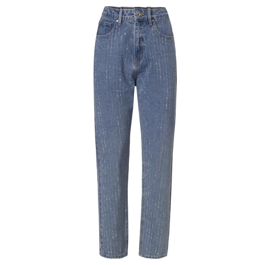 Influencer Influencer Jeans Rhinestones blauw denim -