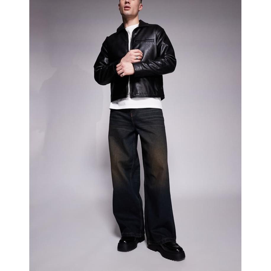 ASOS DESIGN - Super baggy jeans in zwarte wassing-Blauw Blauw