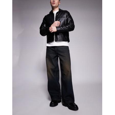 ASOS DESIGN - Super baggy jeans in zwarte wassing-Blauw