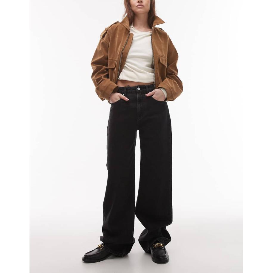 Tommy Jeans Mia Ruimvallende rechte jeans met halfhoge taille in zwart met wassing Zwart