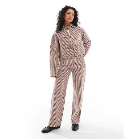 Daisy Street Baggy jeans met lage taille in rood en ecru gestreept, deel van co-ord set