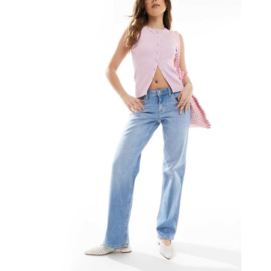 ONLY Jane Jeans met rechte pijpen en halfhoge taille in lichtblauw Blauw