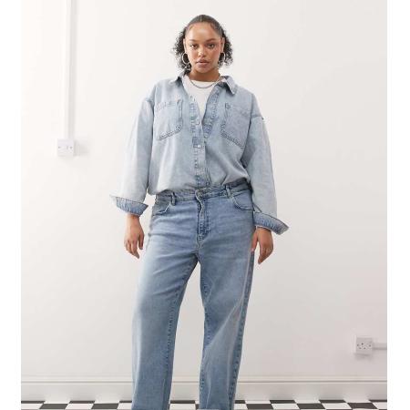 Noisy May Curve Yolanda Jeans met wijde pijpen in lichte wassing blauw