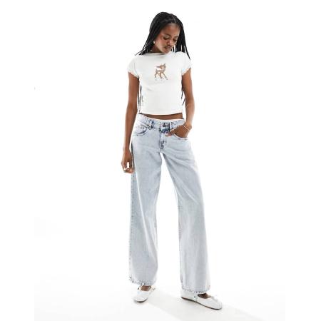 Motel Jeans in jaren 80-stijl met parallelpijpen en lage taille in lichtblauw met wassing