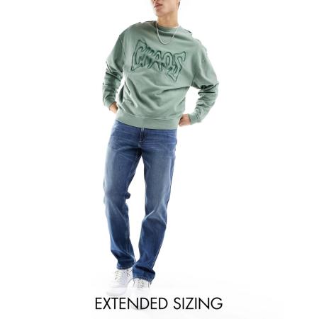 ASOS DESIGN - Rechte jeans met stretch in blauw met mid-wash