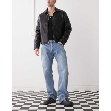Weekday - Meteor - Ruimvallende jeans met rechte pijpen en lage taille in lichtblauw