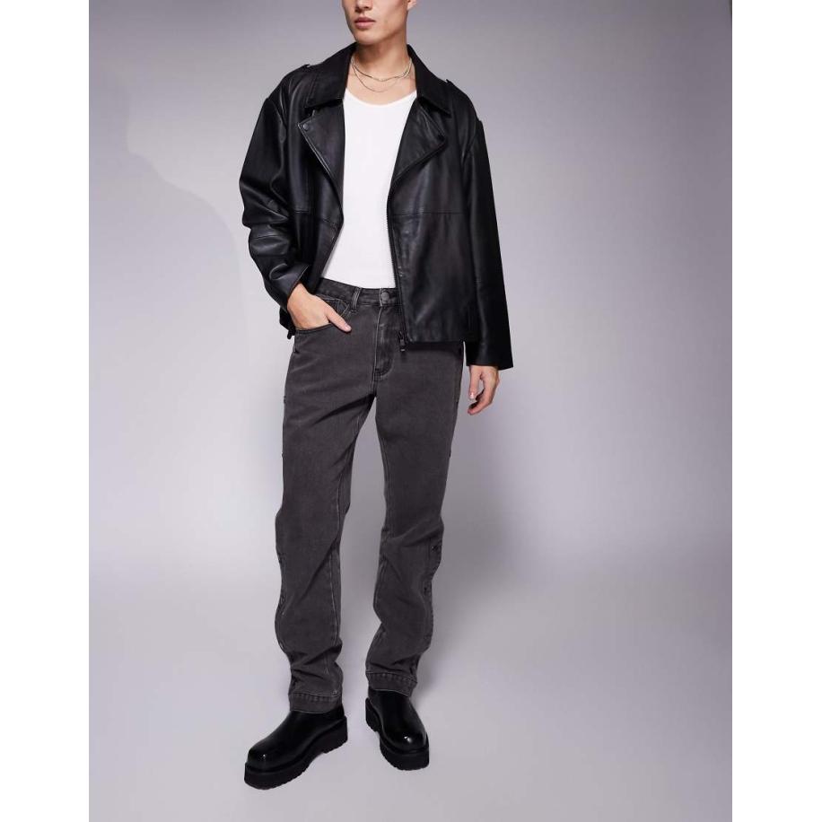 Liquor N Poker - Rechte jeans met drukknopen in zwart met wassing Zwart