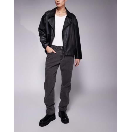 Liquor N Poker - Rechte jeans met drukknopen in zwart met wassing