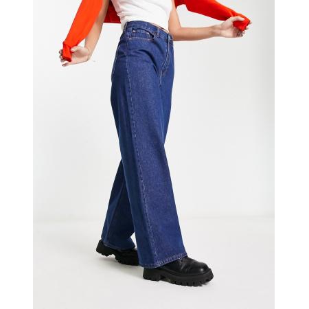 JJXX Tokyo Jeans met wijde pijpen en hoge taille in donkerblauw