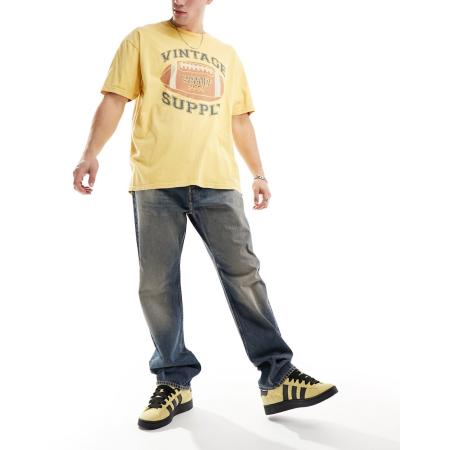 Weekday - Space - Ruimvallende jeans met rechte pijpen in staalblauw met wassing