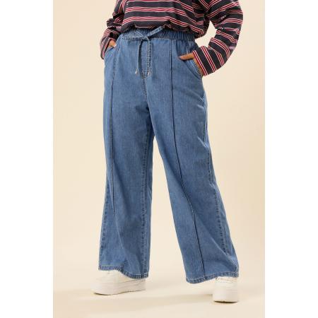 Yours Curve Mid Blue Seam Front Wide Leg Jeans, Women's Curve & Plus Size, Yours