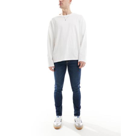 New Look - Skinny jeans in indigoblauw met wassing-Marineblauw