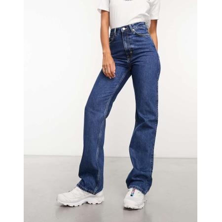 Weekday Rowe Regular-fit jeans met rechte pijpen en extra hoge taille in nobel blauw