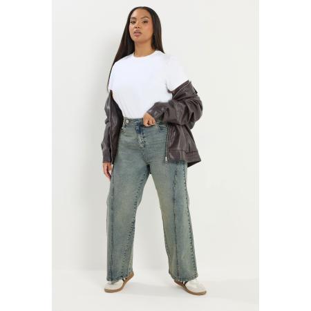 Yours Blauwe Jeans Met Naaddetail En Wijde Pijpen Size 52