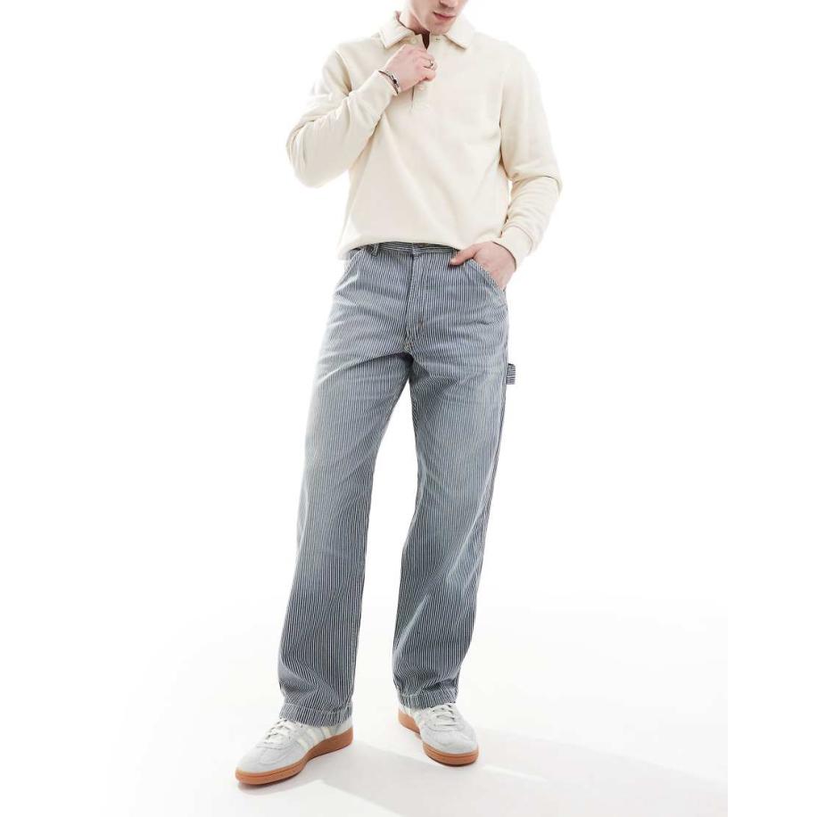 Polo Ralph Lauren - Timmermansjeans met rechte pasvorm en strepen in lichte wassing-Blauw Blauw