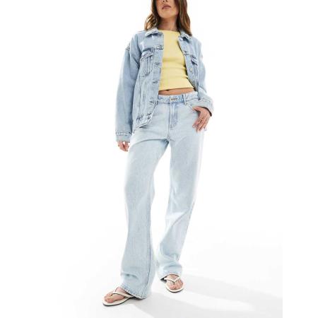Bershka Jeans met rechte pijpen in super lichte wassing blauw