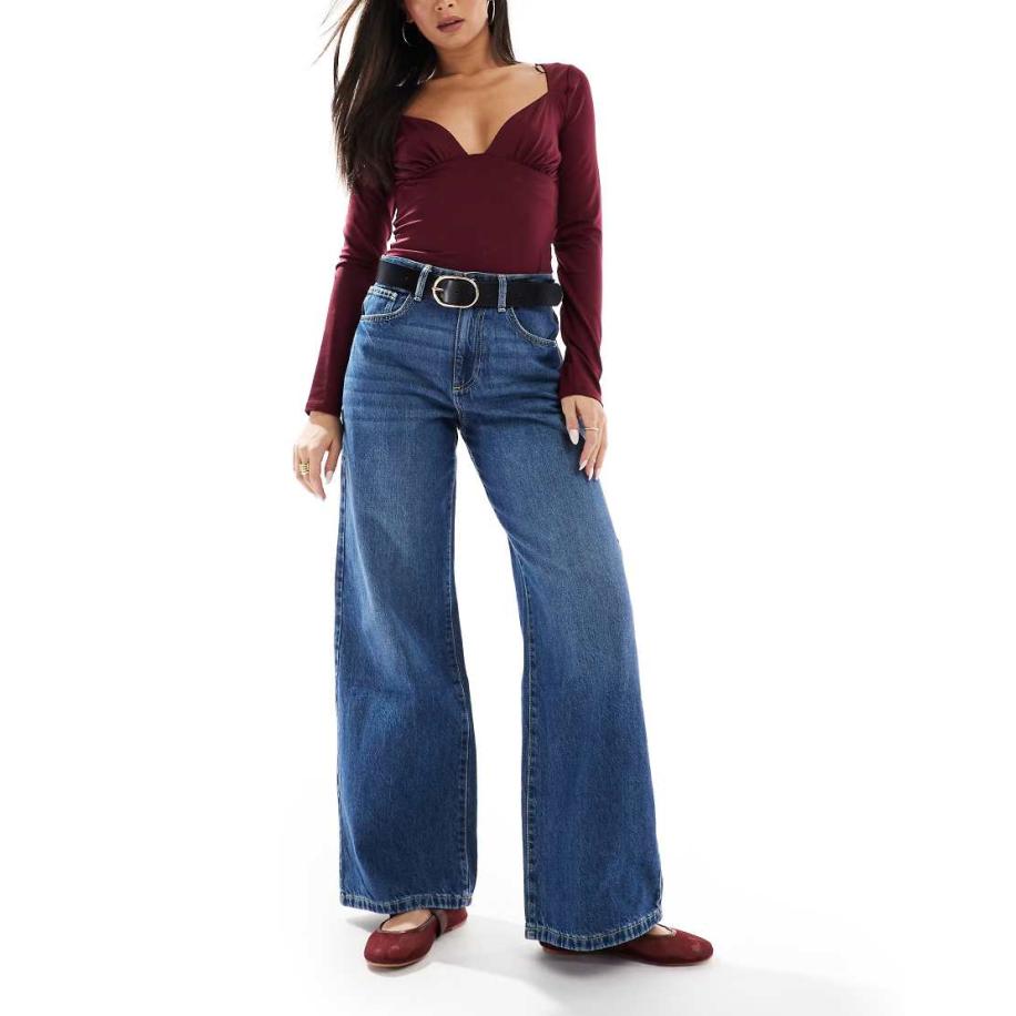 Cotton On Ruimvallende jeans met wijde pijpen in puur blauw Blauw