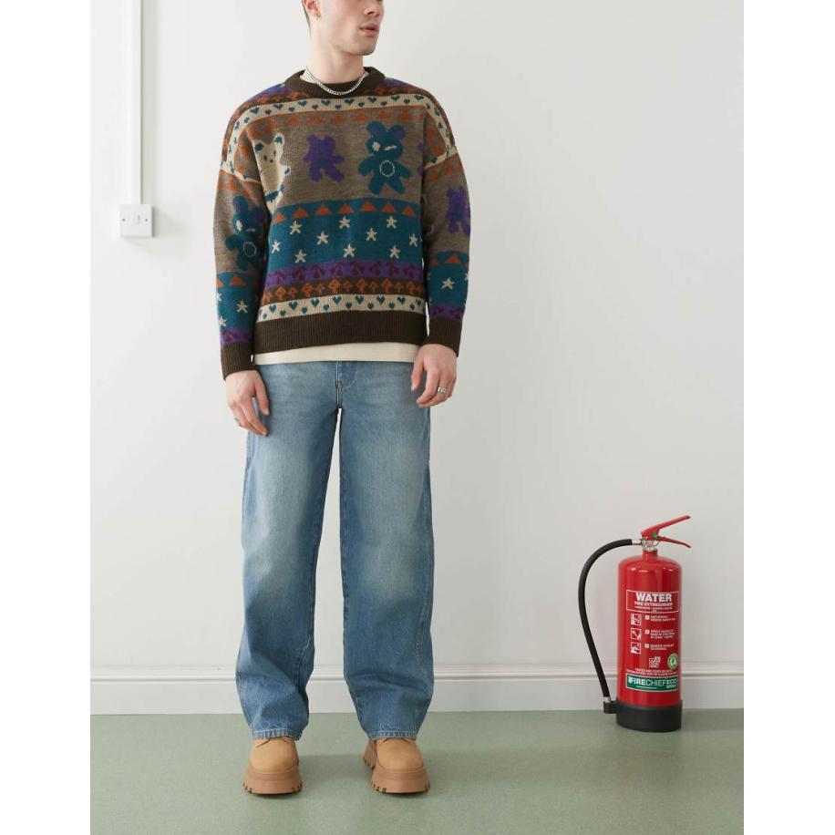 COLLUSION X011 - Timmermansjeans in mid-wash blauw Blauw