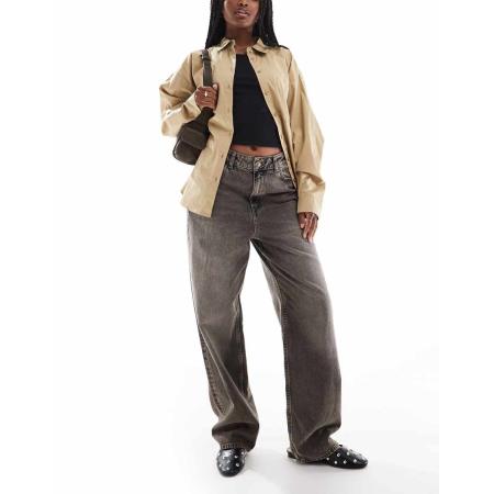 JJXX Erin Ruimvallende jeans met middelhoge taille in grijs met wassing