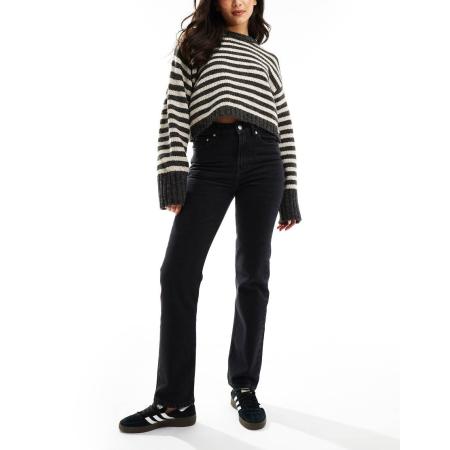 ASOS DESIGN Smalle jeans met rechte pijpen en hoge taille in zwart