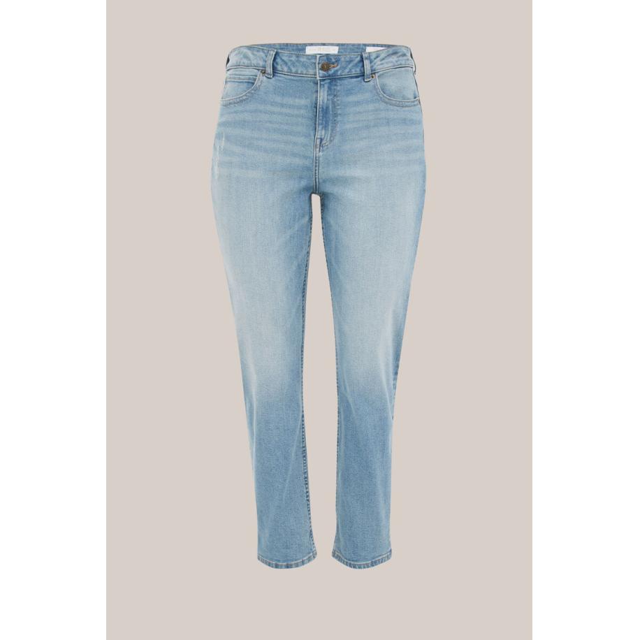 Blue Ridge dames mid rise tapered jeans - Curve mid waist - Lichtblauw - Katoen - Plus Size Maat: 44 Blauw