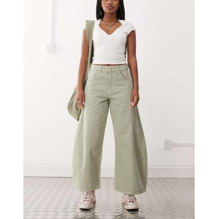 Reclaimed Vintage Denim jeans met wijde ronde pijpen in pistache groen