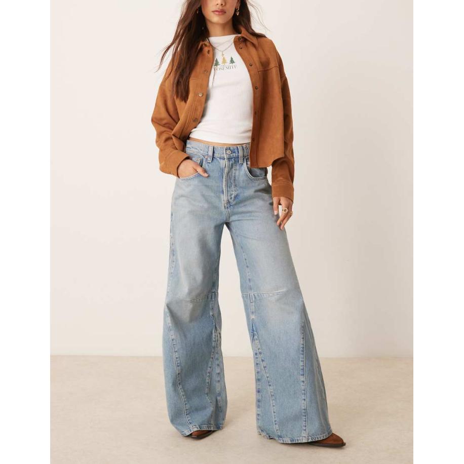 Free People Eden Ruimvallende flared jeans met hoge taille in mid-wash blauw Blauw