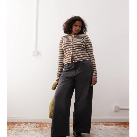 COLLUSION Plus Jeans met wijde pijpen en donkere wassing-Zwart