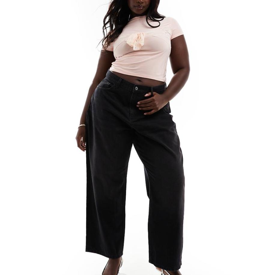 COLLUSION x001 Plus Anti-fit jeans in zwarte wassing Zwart