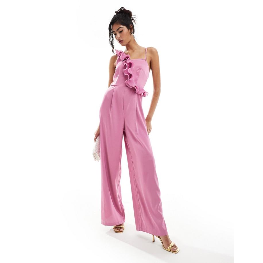 Style Cheat Jumpsuit met ruches in paars Paars