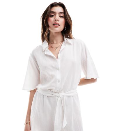 Esmee Strandplaysuit met riem in wit-Groen