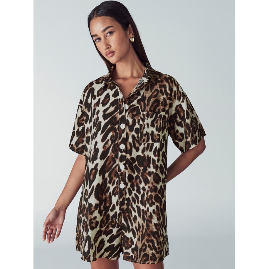 St MRLO St MRLO Jumpsuit Amalfi bruin / donkerbruin / wit -