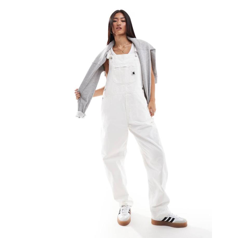Carhartt WIP Norris Bib Denim tuinbroek in gebroken wit Wit