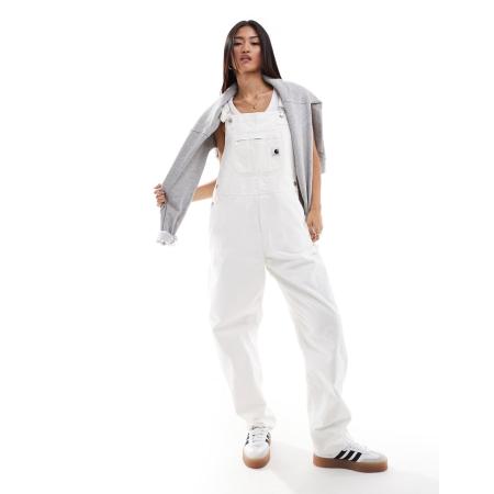 Carhartt WIP Norris Bib Denim tuinbroek in gebroken wit