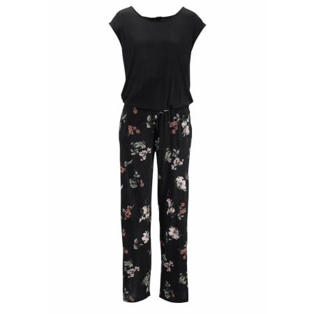 Lascana LASCANA Jumpsuit LS Overall black-flower rosa / zwart