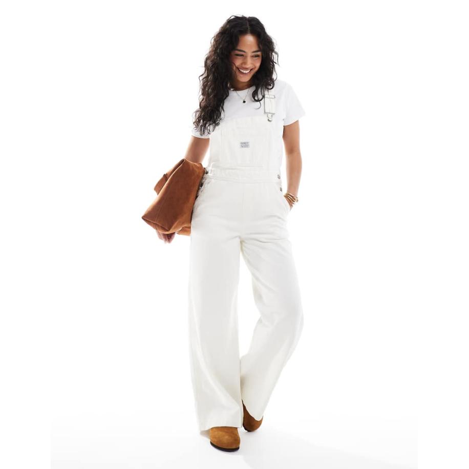 Levi's XL Denim tuinbroek met rechte pijpen in wit Wit