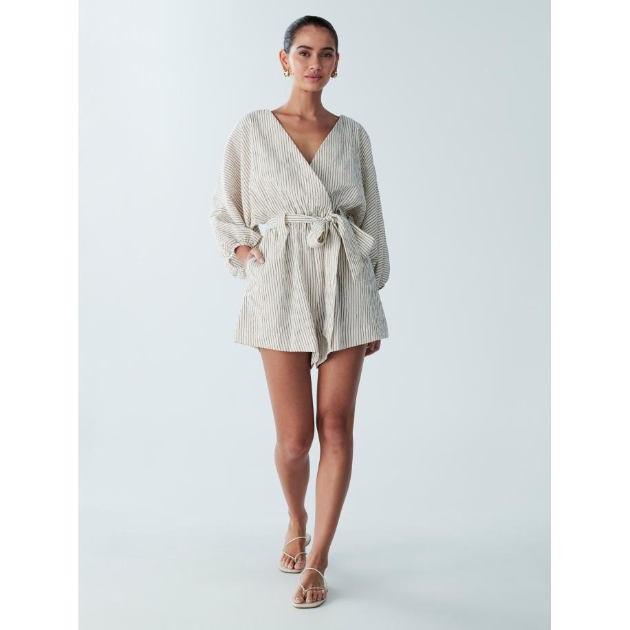 St MRLO St MRLO Jumpsuit Maya bruin / wit Wit