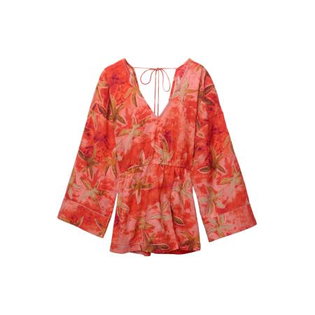 Pull&Bear Pull&Bear Jumpsuit lichtgroen / mandarijn / rood / pastelrood