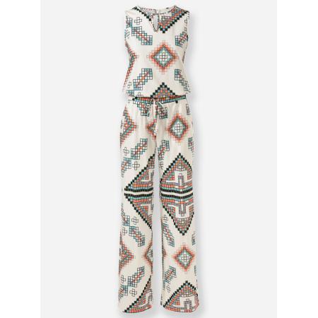 heine heine Jumpsuit crème / turquoise / oranje / zwart