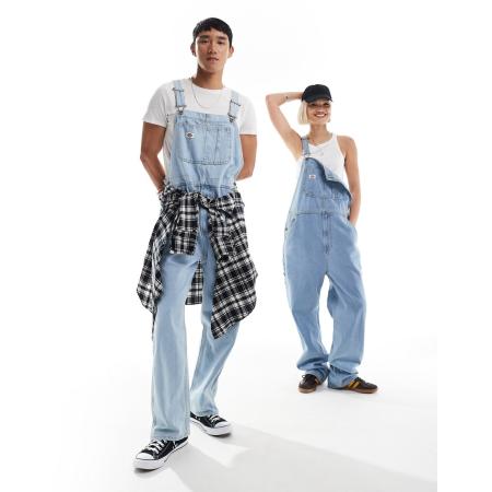 Dickies Klassieke denim tuinbroek in vintage lichtblauw